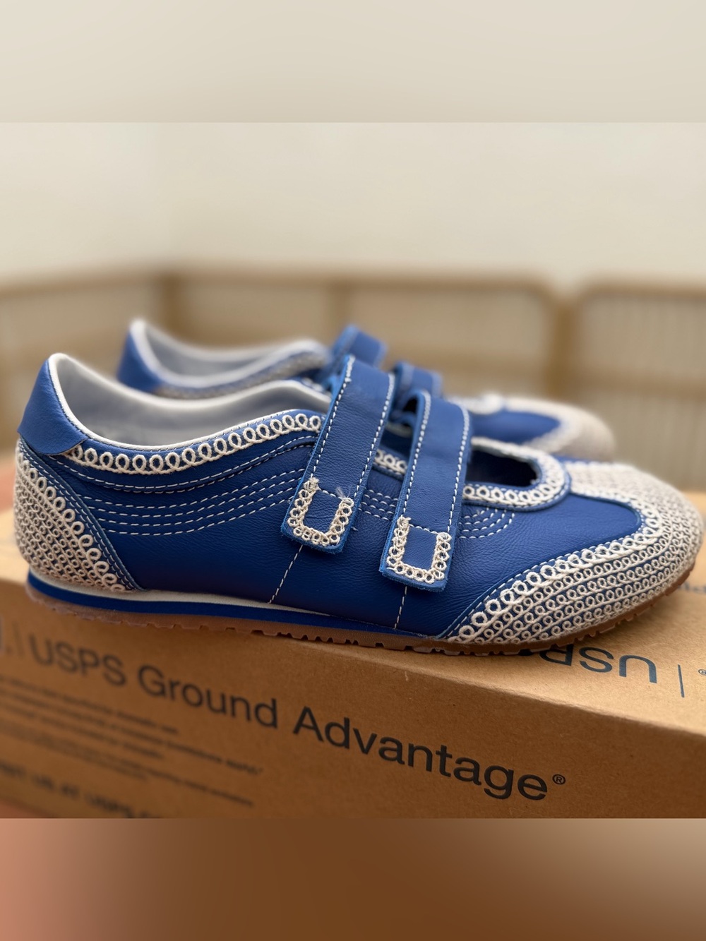 Vans Blue and White Casual Velcro Sneakers